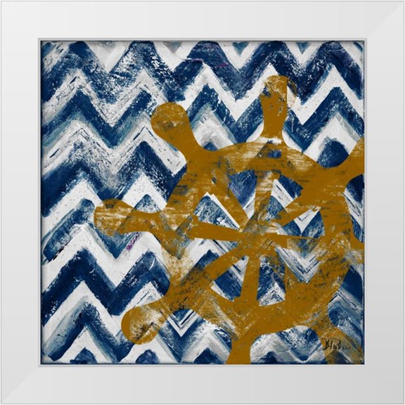 Pinto, Patricia 12x12 White Modern Wood Framed Museum Art Print Titled - Nautical Chevron II
