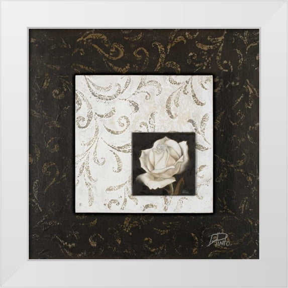 Pinto, Patricia 12x12 White Modern Wood Framed Museum Art Print Titled - Ornaments and Rose II