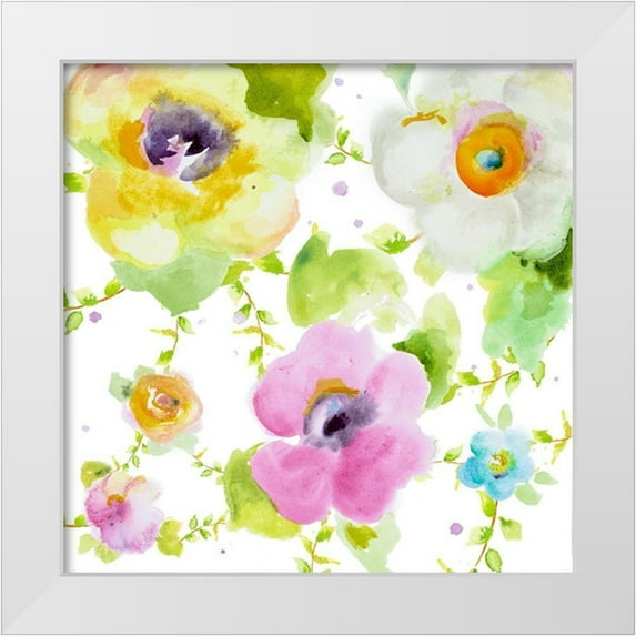 Pinto, Patricia 12x12 White Modern Wood Framed Museum Art Print Titled - Rosy Vines I
