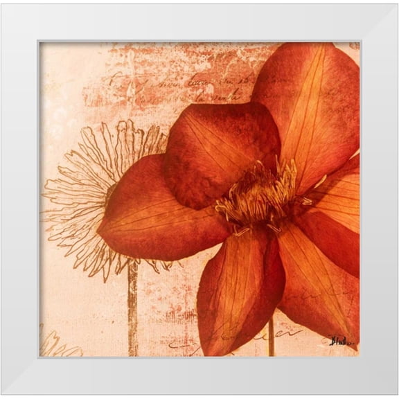 Pinto, Patricia 12x12 White Modern Wood Framed Museum Art Print Titled - Rouge Pressed Flowers I