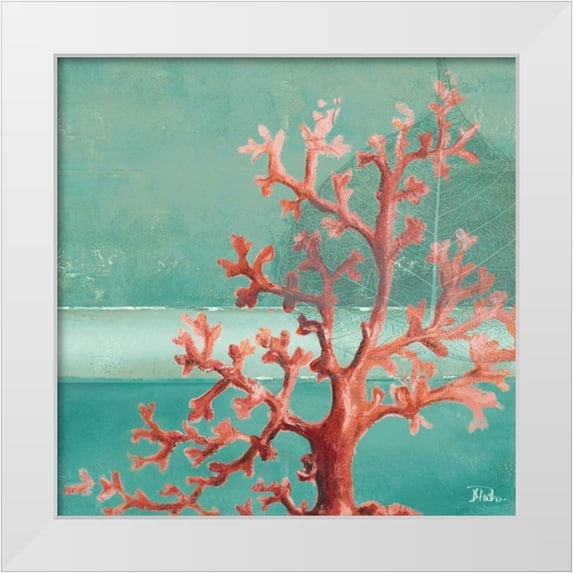 Pinto, Patricia 12x12 White Modern Wood Framed Museum Art Print Titled - Teal Coral Reef I