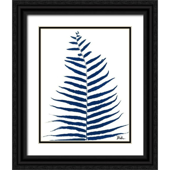 Pinto, Patricia 12x14 Black Ornate Wood Framed with Double Matting Museum Art Print Titled - Indigo Ferns II