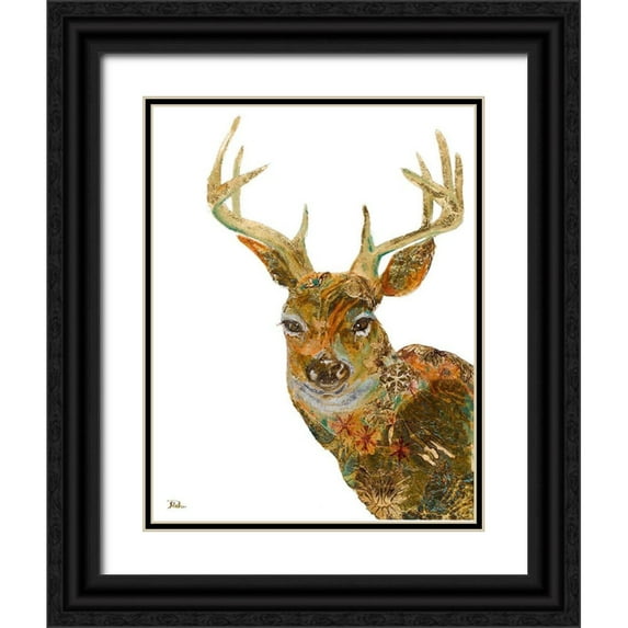 Pinto, Patricia 12x14 Black Ornate Wood Framed with Double Matting Museum Art Print Titled - Retro Deer