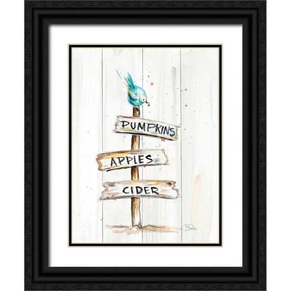 Pinto, Patricia 12x14 Black Ornate Wood Framed with Double Matting Museum Art Print Titled - Sign of Fall