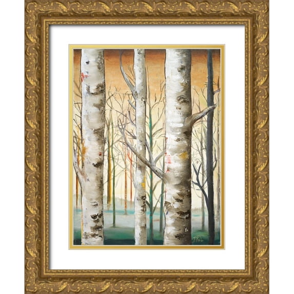 Pinto, Patricia 12x14 Gold Ornate Wood Framed with Double Matting Museum Art Print Titled - Birch Forest I