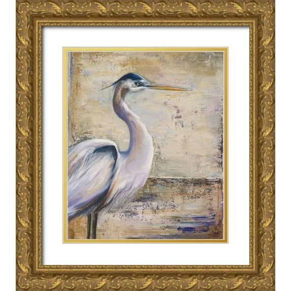 Pinto, Patricia 12x14 Gold Ornate Wood Framed with Double Matting Museum Art Print Titled - Tropic Heron 1