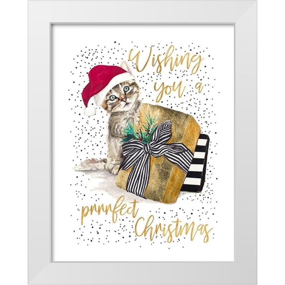 Pinto, Patricia 12x14 White Modern Wood Framed Museum Art Print Titled - Wishing You A Prrrfect Christmas