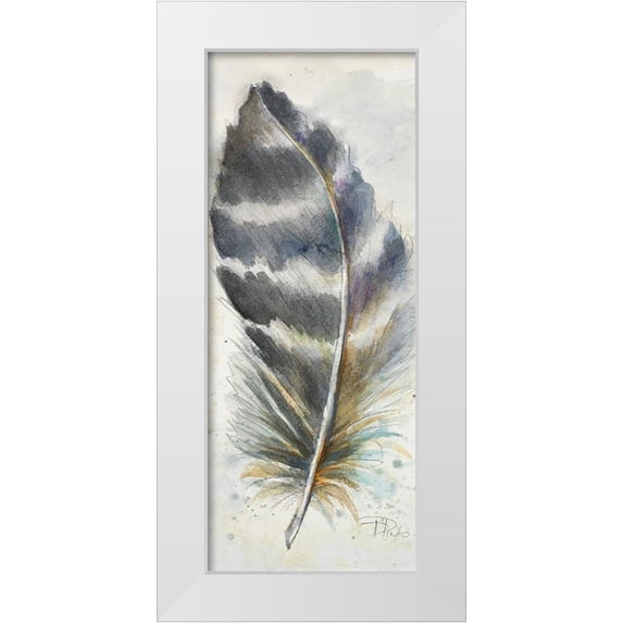Pinto, Patricia 12x24 White Modern Wood Framed Museum Art Print Titled - Watercolor Feather VI