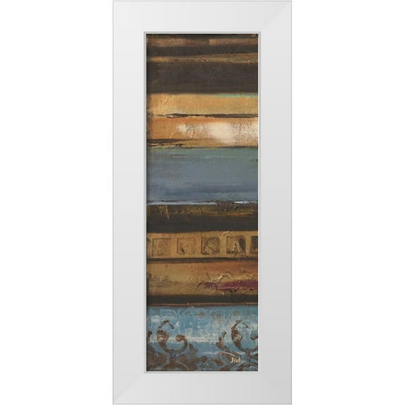 Pinto, Patricia 13x32 White Modern Wood Framed Museum Art Print Titled - Blue Eclectic I