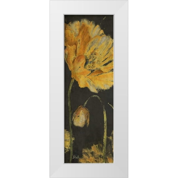 Pinto, Patricia 13x32 White Modern Wood Framed Museum Art Print Titled - Poppy Garden Panel I