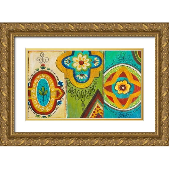 Pinto, Patricia 14x10 Gold Ornate Wood Framed with Double Matting Museum Art Print Titled - Quatrefoil Trio II