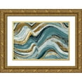 thumbnail image 1 of Pinto, Patricia 14x11 Gold Ornate Wood Framed with Double Matting Museum Art Print Titled - Waves of Teal, 1 of 4