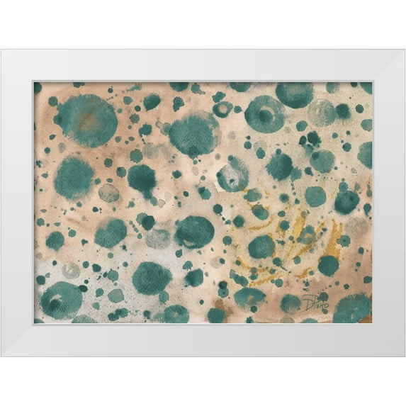Pinto, Patricia 14x11 White Modern Wood Framed Museum Art Print Titled - Rustic Turquoise Dots