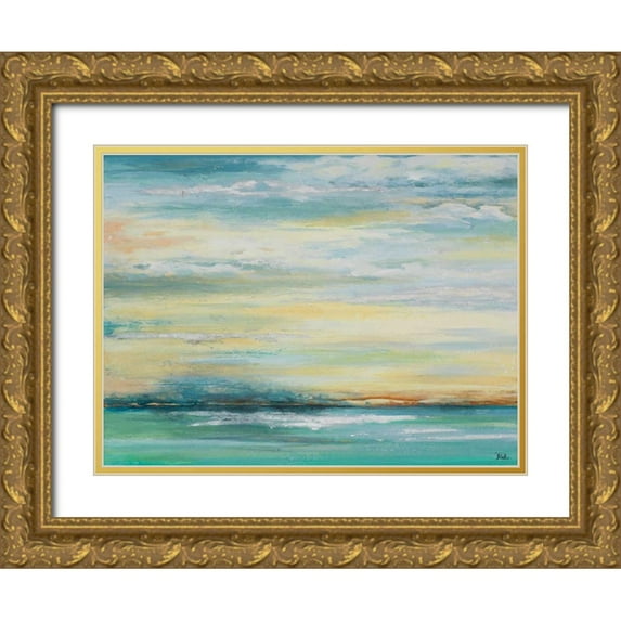 Pinto|Patricia 14x12 Gold Ornate Wood Framed with Double Matting Museum Art Print Titled - Misty Morning