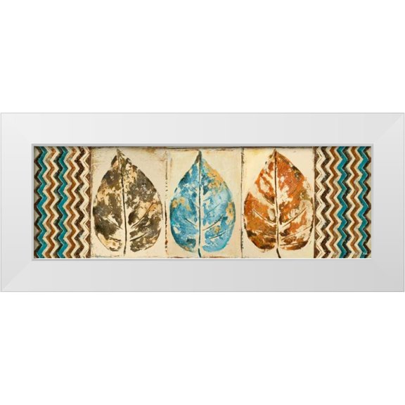 Pinto, Patricia 14x7 White Modern Wood Framed Museum Art Print Titled - Chevron Leaves Panel II