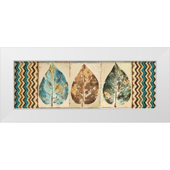 Pinto, Patricia 14x7 White Modern Wood Framed Museum Art Print Titled - Chevron Leaves Panel I