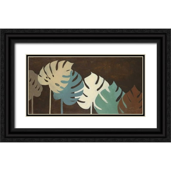 Pinto, Patricia 14x9 Black Ornate Wood Framed with Double Matting Museum Art Print Titled - My Fashion Leaves II