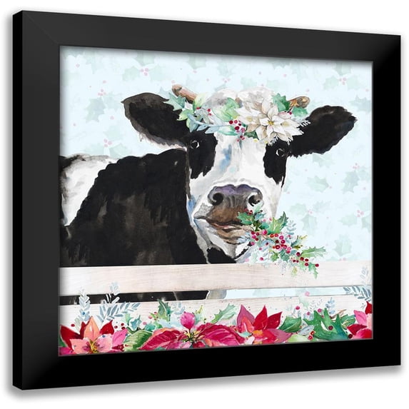 Pinto, Patricia 15x15 Black Modern Framed Museum Art Print Titled - Holiday Crazy Cow