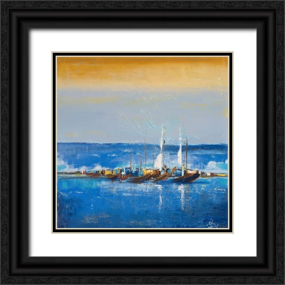 Pinto, Patricia 15x15 Black Ornate Wood Framed with Double Matting Museum Art Print Titled - Blue Ocean I