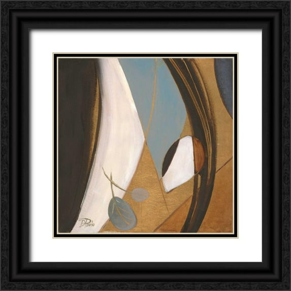Pinto, Patricia 15x15 Black Ornate Wood Framed with Double Matting Museum Art Print Titled - Eco-Chic with Blue I
