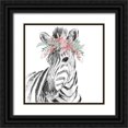thumbnail image 1 of Pinto, Patricia 15x15 Black Ornate Wood Framed with Double Matting Museum Art Print Titled - Water Zebra with Floral Crown Square, 1 of 4