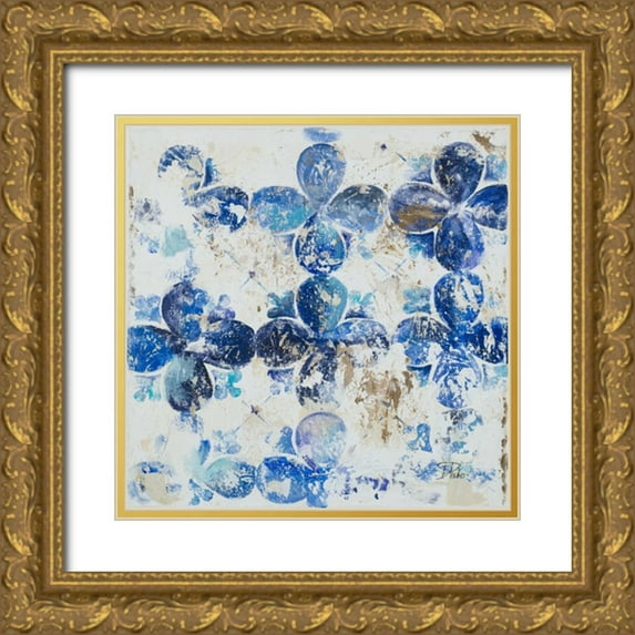 Pinto, Patricia 15x15 Gold Ornate Wood Framed with Double Matting Museum Art Print Titled - Blue Quatrefoil III