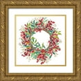 thumbnail image 1 of Pinto, Patricia 15x15 Gold Ornate Wood Framed with Double Matting Museum Art Print Titled - Christmas Wreath, 1 of 4
