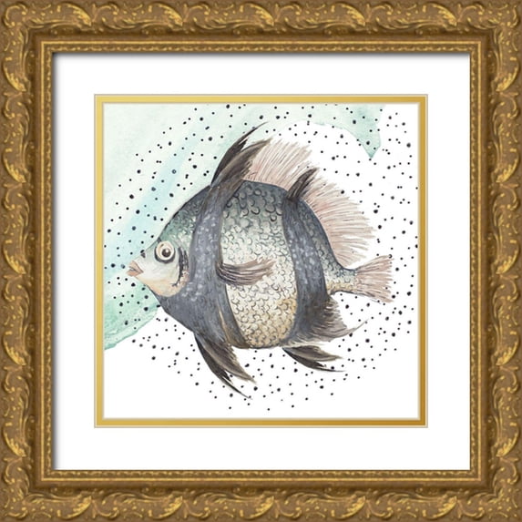 Pinto, Patricia 15x15 Gold Ornate Wood Framed with Double Matting Museum Art Print Titled - Coastal Fish I