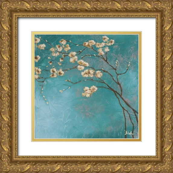 Pinto, Patricia 15x15 Gold Ornate Wood Framed with Double Matting Museum Art Print Titled - Glamorous on Teal II