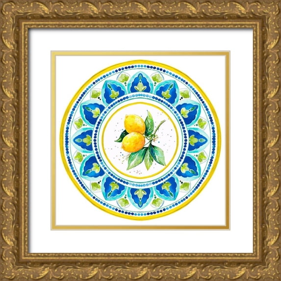Pinto, Patricia 15x15 Gold Ornate Wood Framed with Double Matting Museum Art Print Titled - Italian Lemon Tile