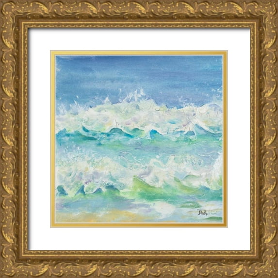 Pinto, Patricia 15x15 Gold Ornate Wood Framed with Double Matting Museum Art Print Titled - Las Olas Square II
