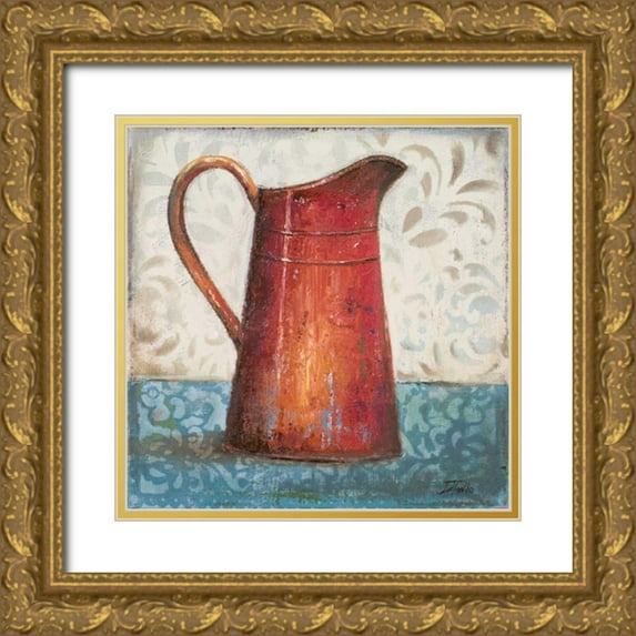 Pinto, Patricia 15x15 Gold Ornate Wood Framed with Double Matting Museum Art Print Titled - Red Pots II