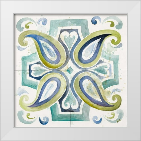 Pinto, Patricia 15x15 White Modern Wood Framed Museum Art Print Titled - Contemporary Tiles with Paisley