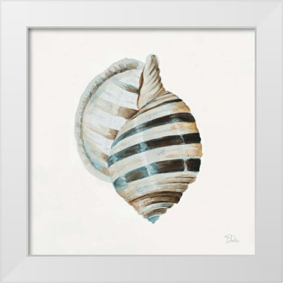 Pinto, Patricia 15x15 White Modern Wood Framed Museum Art Print Titled - Modern Shell with Teal I