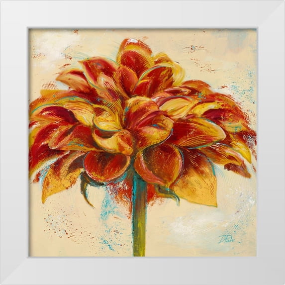 Pinto, Patricia 15x15 White Modern Wood Framed Museum Art Print Titled - Red Dahlia on Cream