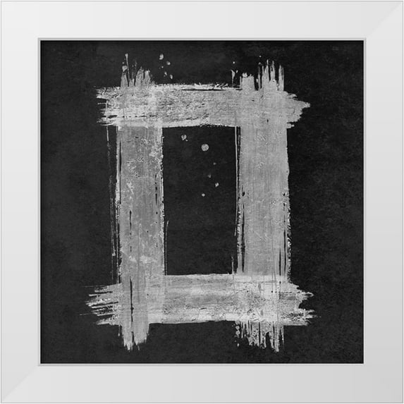 Pinto, Patricia 15x15 White Modern Wood Framed Museum Art Print Titled - Silver Rectangle on Black
