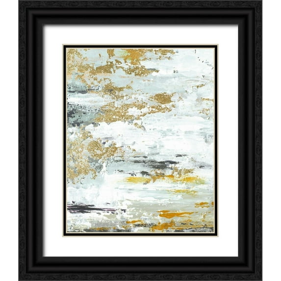 Pinto, Patricia 15x18 Black Ornate Wood Framed with Double Matting Museum Art Print Titled - Gold Magic Vertical Abstract II