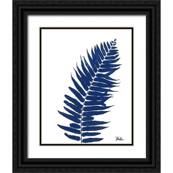 Pinto, Patricia 15x18 Black Ornate Wood Framed with Double Matting Museum Art Print Titled - Indigo Ferns I