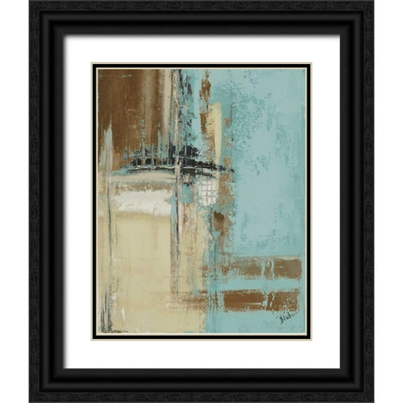 Pinto, Patricia 15x18 Black Ornate Wood Framed with Double Matting Museum Art Print Titled - Oxido On Teal II