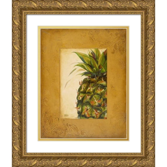 Pinto, Patricia 15x18 Gold Ornate Wood Framed with Double Matting Museum Art Print Titled - Media Piña I