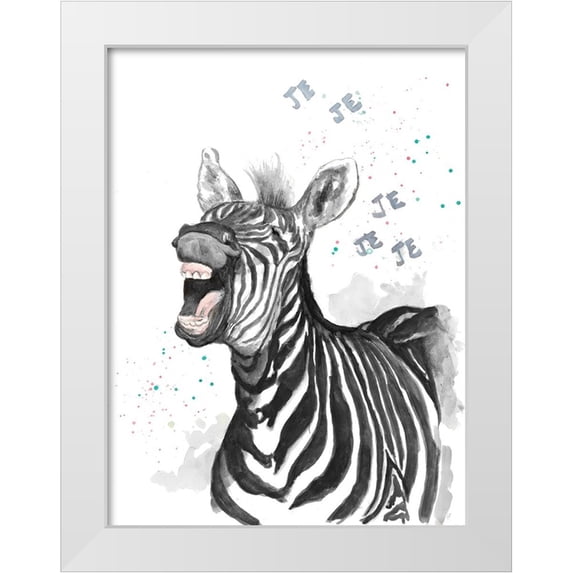Pinto, Patricia 15x18 White Modern Wood Framed Museum Art Print Titled - Happy Zebra
