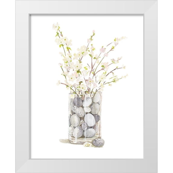 Pinto, Patricia 15x18 White Modern Wood Framed Museum Art Print Titled - Spring Vase with Rocks