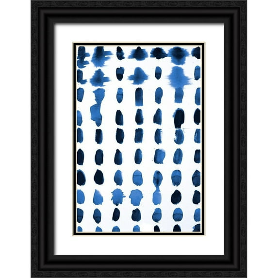 Pinto, Patricia 17x24 Black Ornate Wood Framed with Double Matting Museum Art Print Titled - Blue Spots Pattern