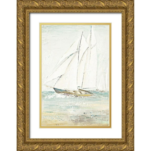 Pinto, Patricia 17x24 Gold Ornate Wood Framed with Double Matting Museum Art Print Titled - Cape Cod Sailboat I