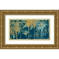 thumbnail image 1 of Pinto, Patricia 18x11 Gold Ornate Wood Framed with Double Matting Museum Art Print Titled - Teal and Gold Palms, 1 of 4