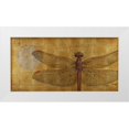 thumbnail image 1 of Pinto, Patricia 18x11 White Modern Wood Framed Museum Art Print Titled - Dragonfly on Gold, 1 of 4