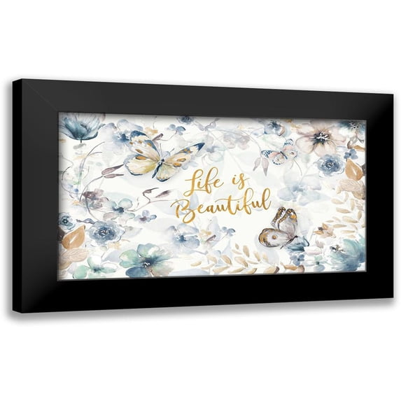 Pinto, Patricia 18x12 Black Modern Framed Museum Art Print Titled - Life is Beautiful Butterfly Floral