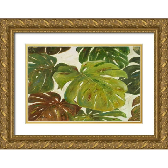 Pinto, Patricia 18x13 Gold Ornate Wood Framed with Double Matting Museum Art Print Titled - Green Touch Rectangle