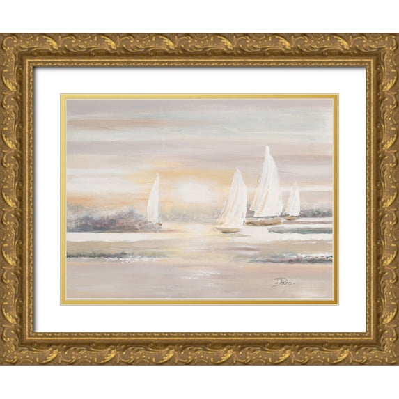 Pinto, Patricia 18x14 Gold Ornate Wood Framed with Double Matting Museum Art Print Titled - The Cove and Sailboats