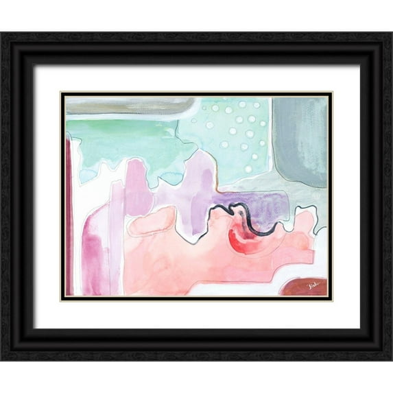 Pinto, Patricia 18x15 Black Ornate Wood Framed with Double Matting Museum Art Print Titled - Pink Mountains